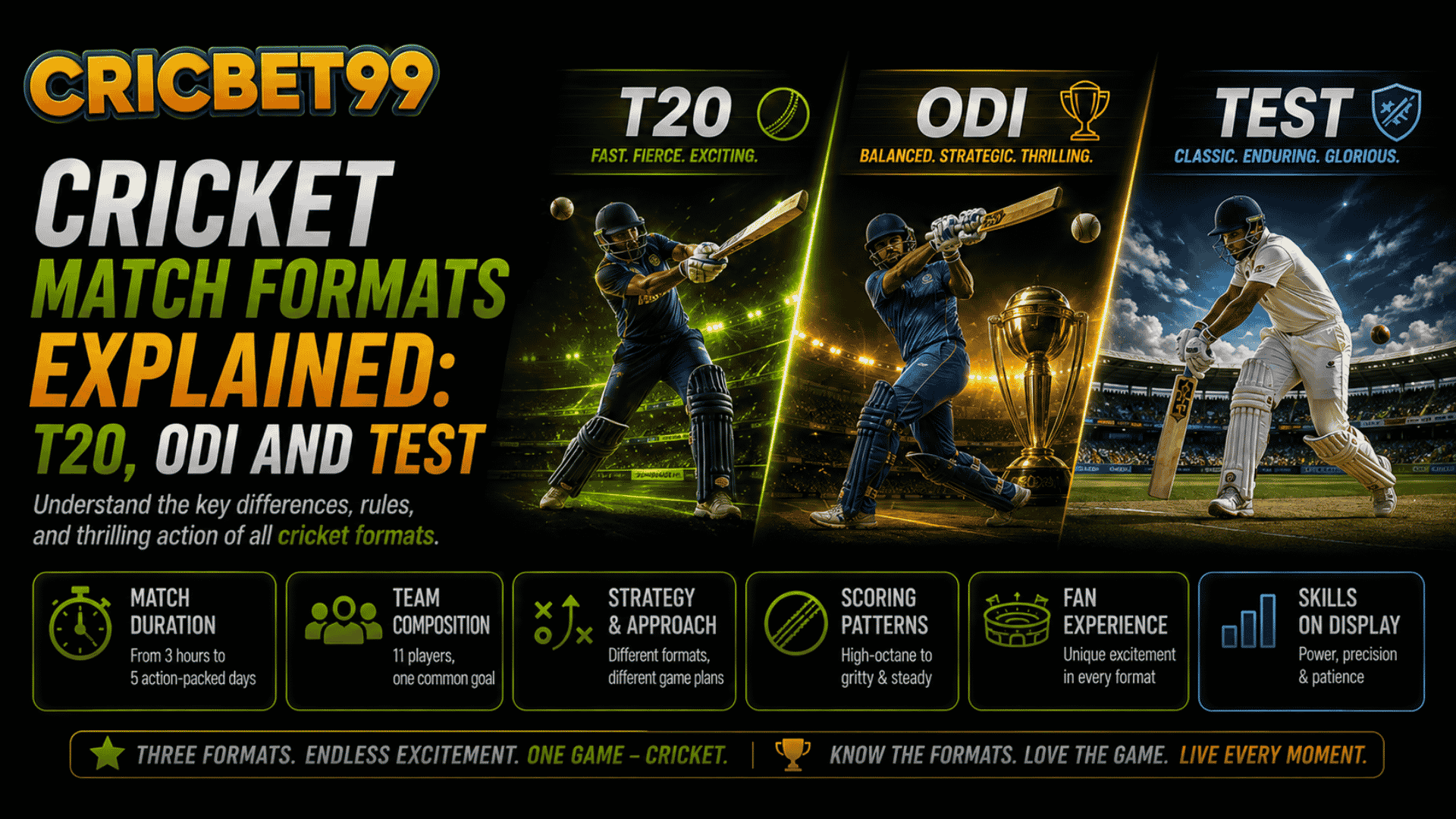 Cricket Match Formats Explained T20, ODI and Test